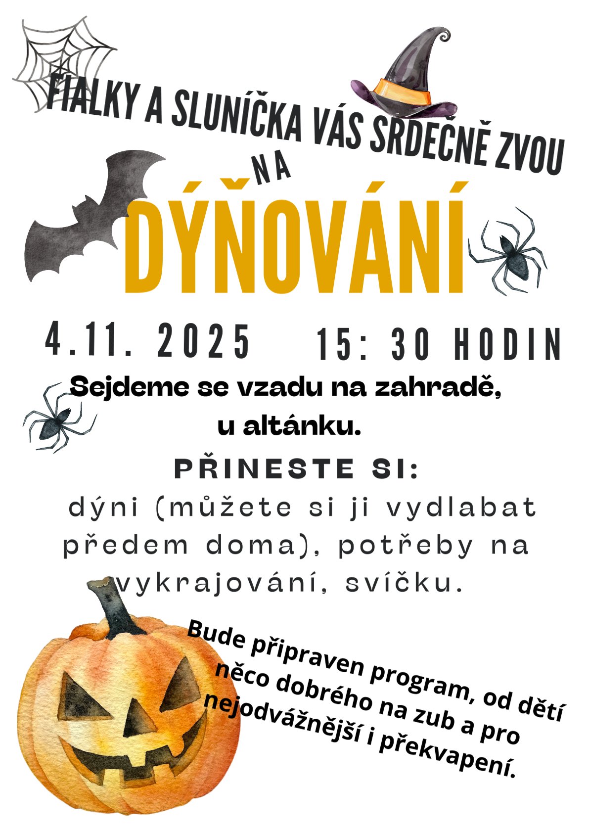 Dýňování tříd Fialek a Sluníček