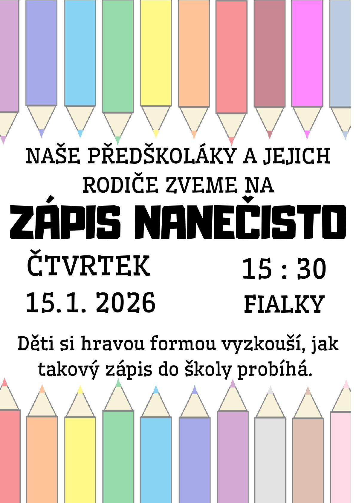 Zápis nanečisto ve třídě Fialek
