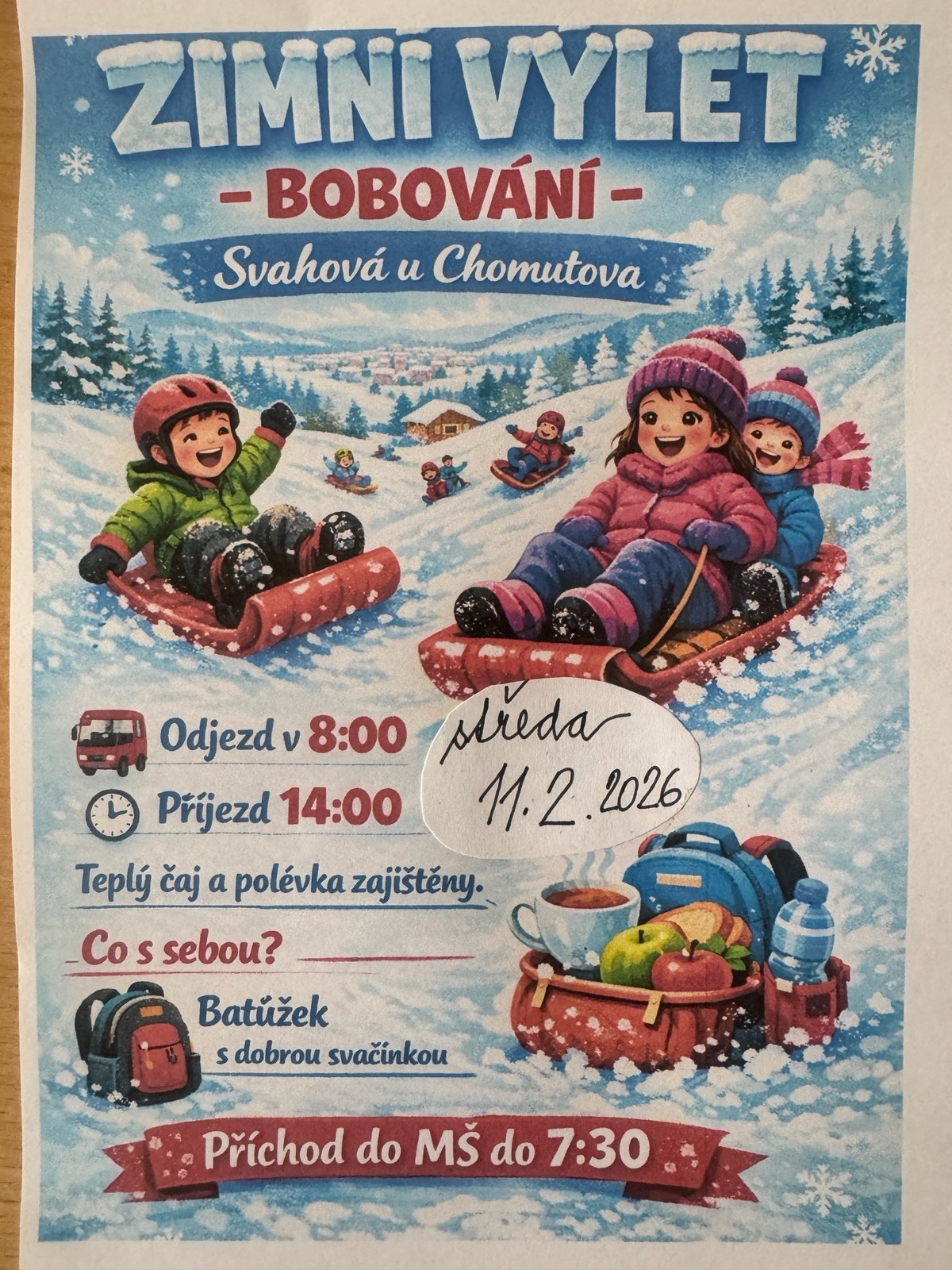 Zimní výlet třídy Včeličky a Motýlci