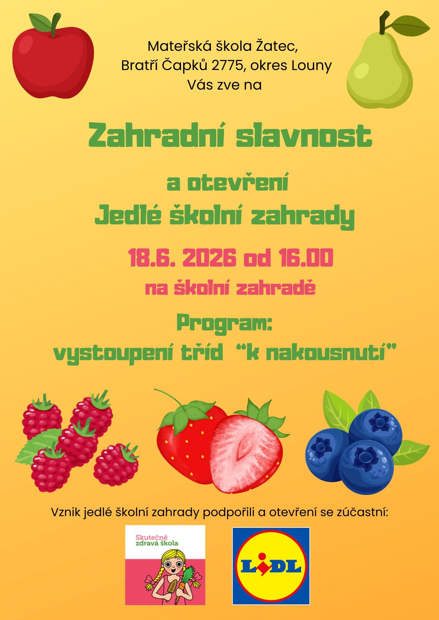 ZAHRADNÍ SLAVNOST s vyhodnocením projektu Jedlá školní zahrada